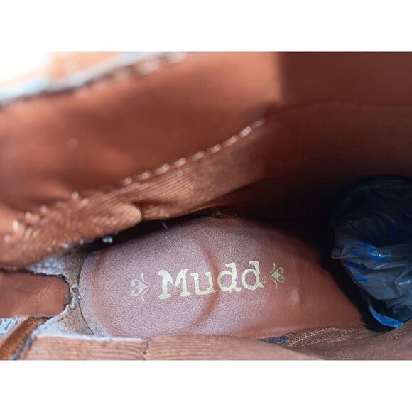 Mudd Boots Womens 11 F Ankle Booties Brown Leather Woven Braided Studded Fringe - Picture 12 of 16